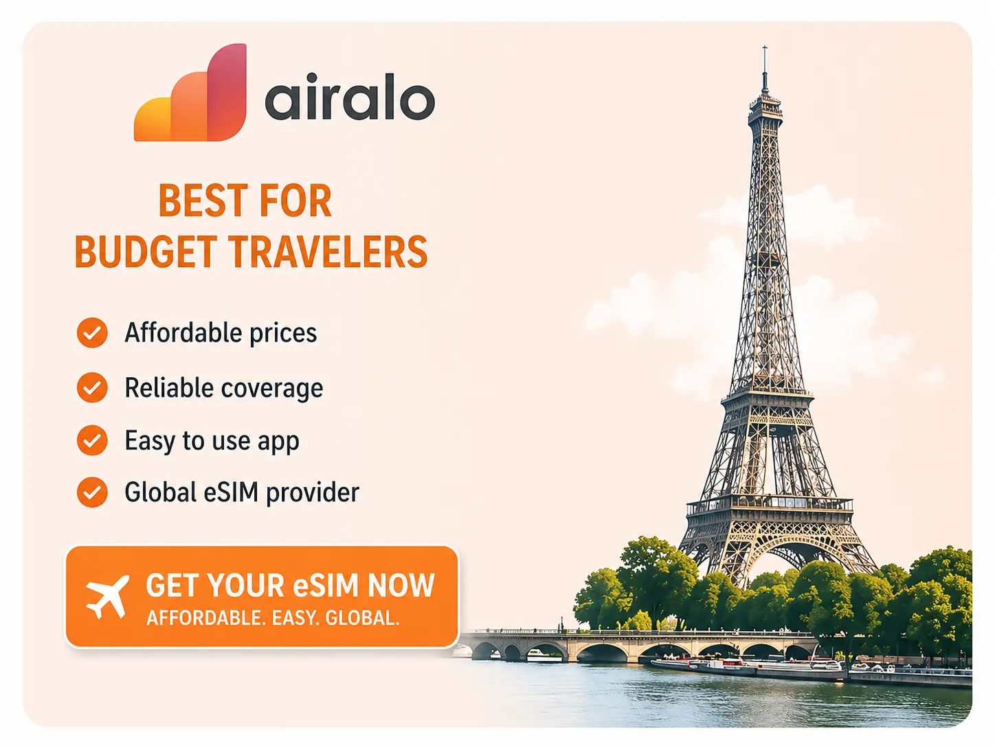 Airalo eSIM Paris affordable data plans France travel Stafford Affiliates Travel