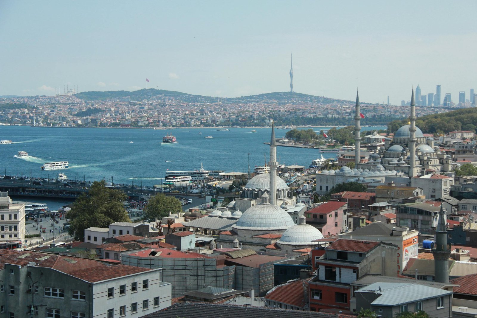 A stunning aerial view of Istanbul's skyline featuring historic mosques and the Bosphorus Strait - Stafford Affiliates Travel