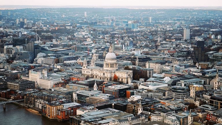 Stunning aerial view of St Paul's Cathedral amidst the London cityscape Stafford Affiliates Travel